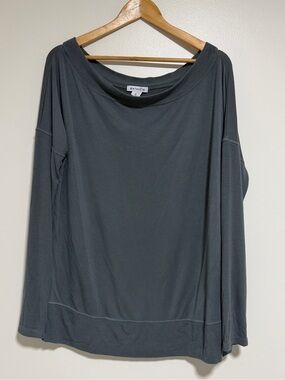 Athleta Long Sleeve Boatneck Top — Charcoal